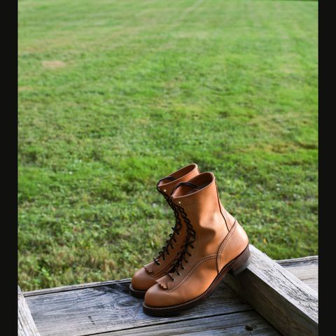 View photo of John Lofgren Donkey Puncher Boots in Badalassi Carlo Vegetable Tanned