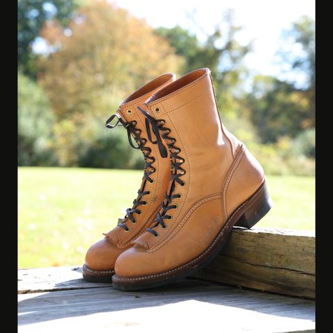 View photo of John Lofgren Donkey Puncher Boots in Badalassi Carlo Vegetable Tanned