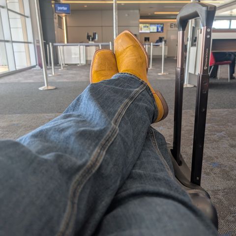 Lucchese Cowboy Boots in Butterscotch Nubuck/Red Tulip Suede