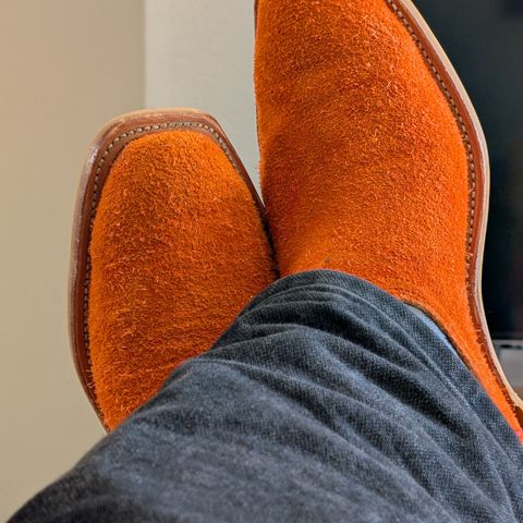 Fenoglio Orange Roughout With Black Smooth Italian Uppers, Outpost Western Exclusive in Fenoglio Orange Roughout