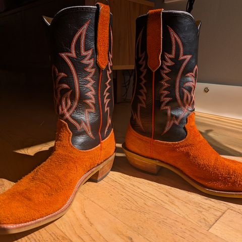 Fenoglio Orange Roughout With Black Smooth Italian Uppers, Outpost Western Exclusive in Fenoglio Orange Roughout