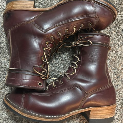 View photo of Frank's Boots Monkey Boot in Horween Burgundy Chromexcel