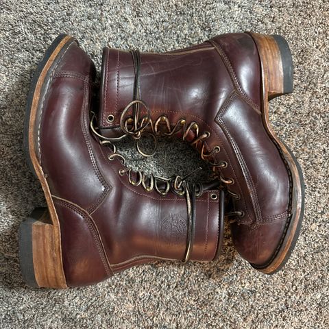 View photo of Frank's Boots Monkey Boot in Horween Burgundy Chromexcel