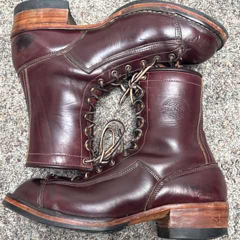 View photo of Frank's Boots Monkey Boot in Horween Burgundy Chromexcel