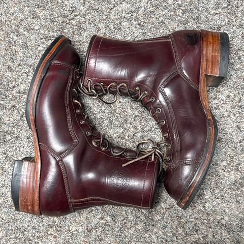 View photo of Frank's Boots Monkey Boot in Horween Burgundy Chromexcel