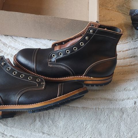 View photo of Truman Cap Toe Boot in Horween Java Waxed Flesh