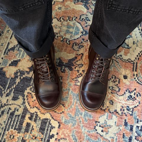 XBXS Miner Boots in Horween Dark Brown Waxed Flesh