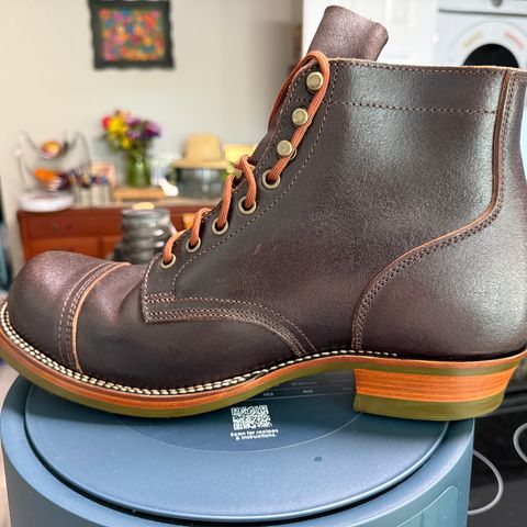 XBXS Miner Boots in Horween Dark Brown Waxed Flesh