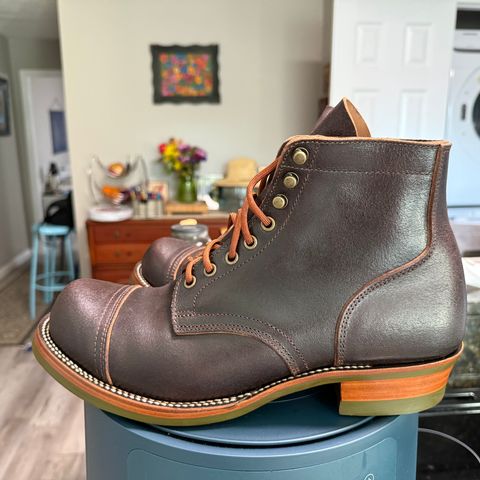 XBXS Miner Boots in Horween Dark Brown Waxed Flesh