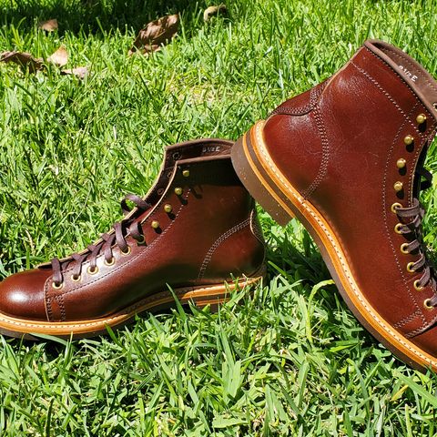 View photo of John Lofgren Monkey Boots in Shinki Timber Oiled Horsebutt