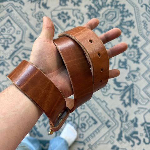 Lost Dutchman Leather The Belt in Wickett & Craig Russet Glazed Traditional Harness
