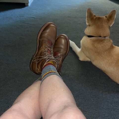 Charcoal Plain Toe Boot in Horween Natural Cypress