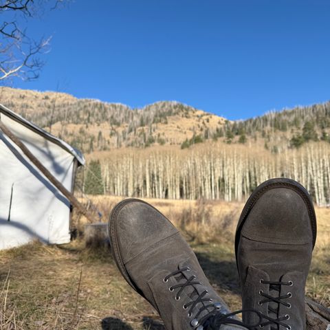Grant Stone Cap Toe Boot in C.F. Stead Frost Waxed Commander