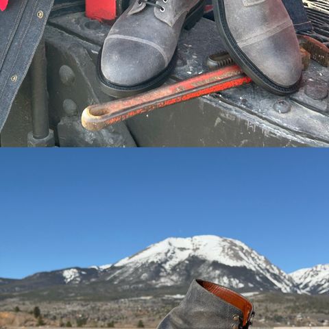 Grant Stone Cap Toe Boot in C.F. Stead Frost Waxed Commander