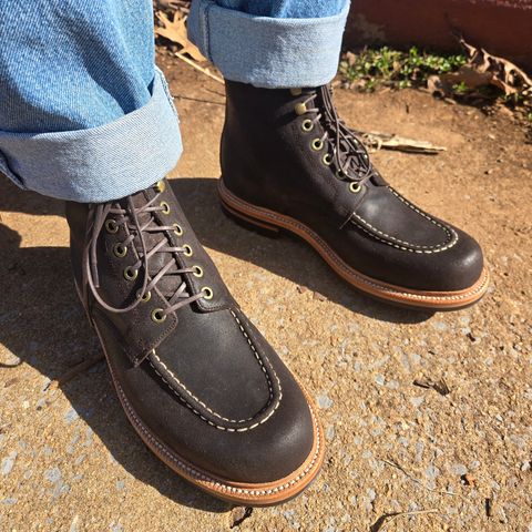 Grant Stone Brass Boot in C.F. Stead Earth Waxy Commander Suede