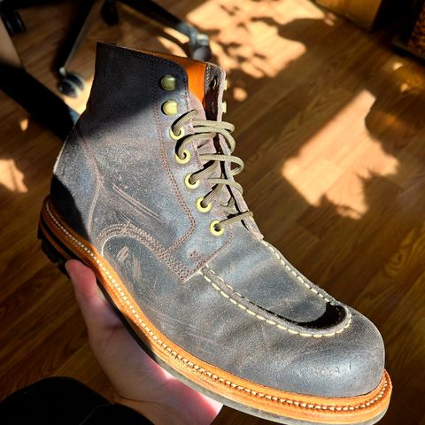 Grant Stone Brass Boot in C.F. Stead Earth Waxy Commander Suede