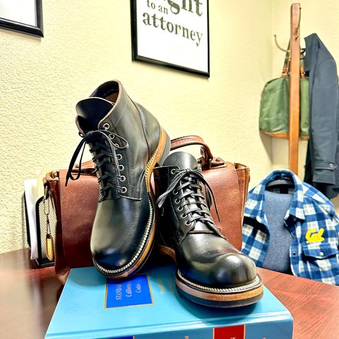 Viberg Service Boot in Horween Black Teacore Chromexcel