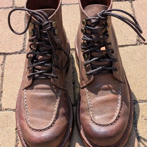 Grant Stone Brass Boot in C.F. Stead Natural Waxy Commander Suede