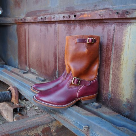 Wesco Mister Lou in Horween Burgundy Chromexcel Horsehide & Seidel British Tan Domain