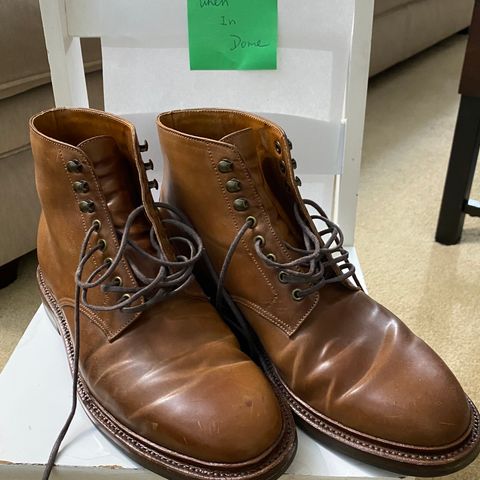 Grant Stone Edward Boot in Horween Unglazed Natural Shell Cordovan