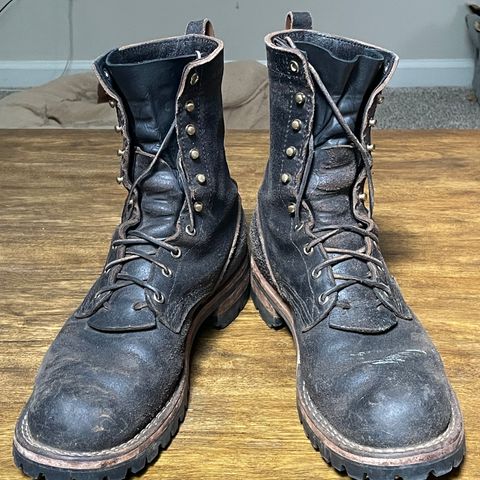 Nicks Overlander in Horween Black Waxed Flesh