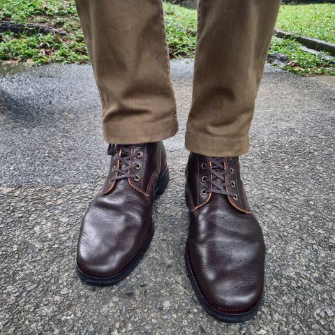 View photo of Cruxdeluxe Boondockers in Shinki Brown Teacore Horsehide