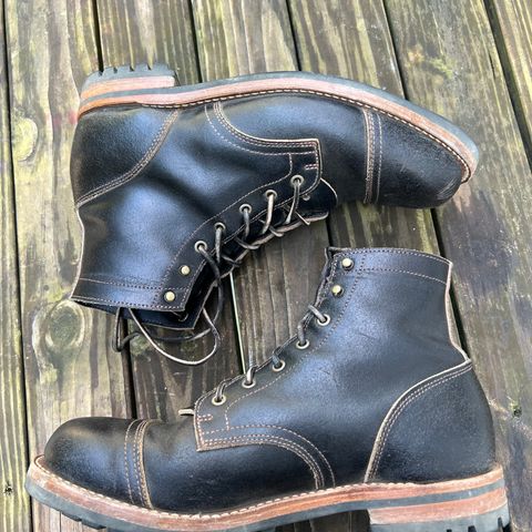 View photo of Truman Cap Toe Boot in Horween Black Waxed Flesh