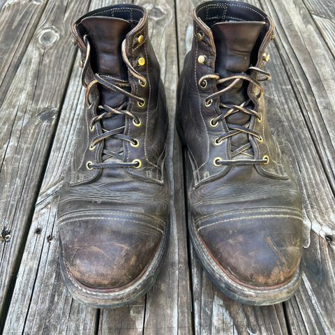 View photo of Truman Cap Toe Boot in Horween Whiskey Predator