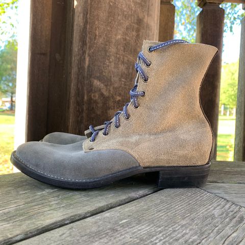 NF Bootmaker Belmont Boot in C.F. Stead Milkshake Desert Oasis Suede & C.F. Stead Flint Waxed Kudu & Horween Tumbled Black Chromexcel & C.F. Stead Lead Grey Suede