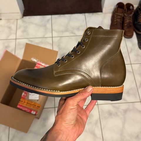Junkard SC Plain Toe in Maryam Olive Horsebutt