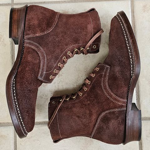 WM1978 Paratrooper Boots in C.F. Stead Brown Repello Calf Suede