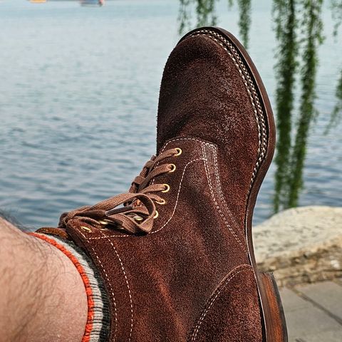 WM1978 Paratrooper Boots in C.F. Stead Brown Repello Calf Suede