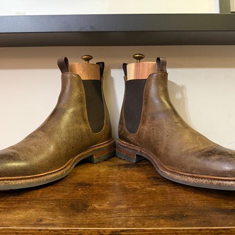Meermin Wholecut Chelsea Boot in C.F. Stead Snuff Waxed Kudu