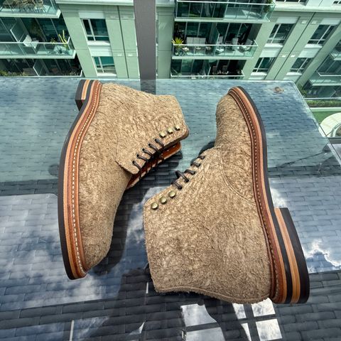 View photo of Grant Stone Edward Boot in C.F. Stead Milkshake Rough Suede