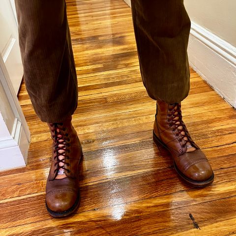 View photo of Corcoran Jump Boot in Hand Dyed Light Tan