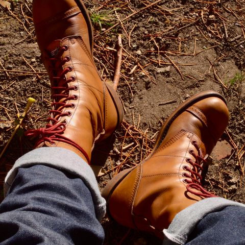 View photo of Corcoran Jump Boot in Hand Dyed Light Tan