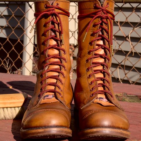 View photo of Corcoran Jump Boot in Hand Dyed Light Tan