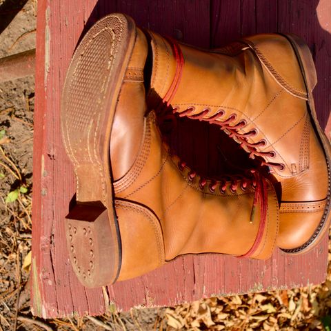 View photo of Corcoran Jump Boot in Hand Dyed Light Tan