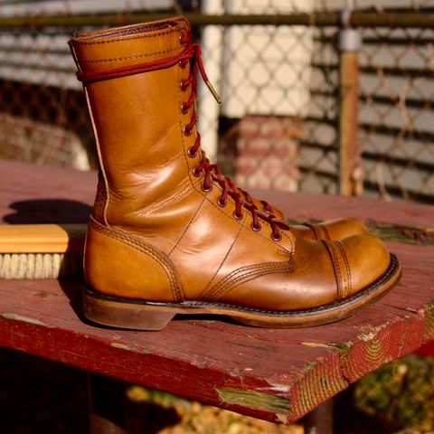 View photo of Corcoran Jump Boot in Hand Dyed Light Tan