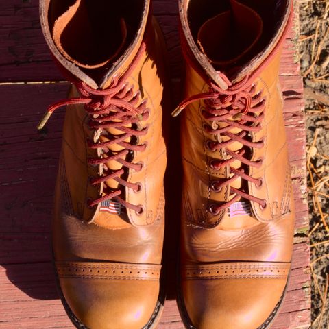 View photo of Corcoran Jump Boot in Hand Dyed Light Tan