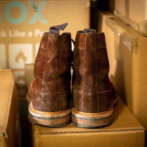 Tricker's Simon Longwing Brogue Boot in C.F. Stead Ridge Waxed Reverse Suede