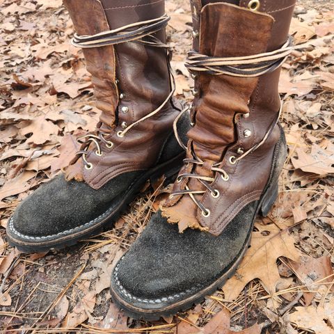 Frank's The Patriot in Seidel Walnut Oil Tan & Black Roughout Work Leather