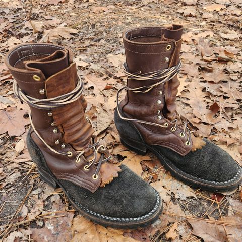 Frank's The Patriot in Seidel Walnut Oil Tan & Black Roughout Work Leather