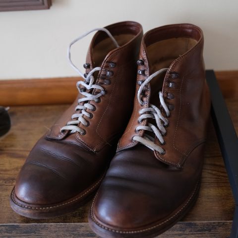 View photo of Alden Plain Toe Boot in Horween Natural Chromexcel