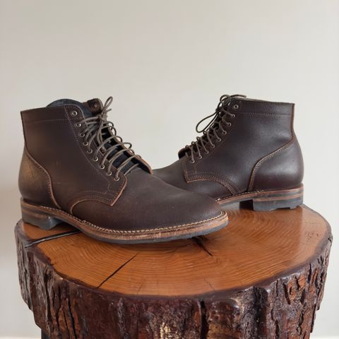 View photo of Viberg Service Boot in Shinki Dark Brown Oiled Horsebutt