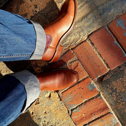 Beck Custom Cowboy Boots in Saddle Tan & Wine Dyed Calf