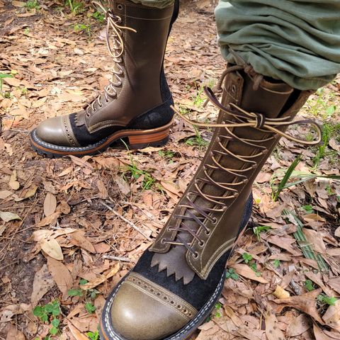 White's Bounty Hunter in Horween Olive Waxed Flesh & Seidel Black Oil Tan Roughout