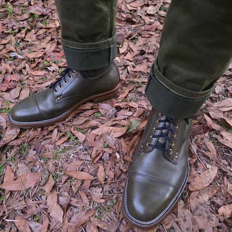 Iron Boots Type 1 in Horween Pioneer Hand-dyed Patinated Green