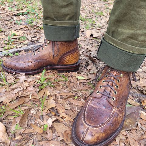 Grant Stone Ottawa Boot in Tumbled Chestnut Ostrich