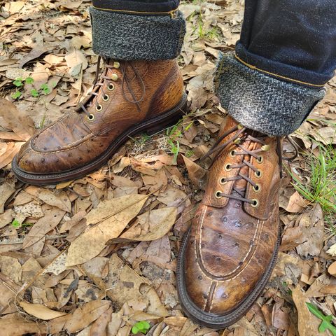 Grant Stone Ottawa Boot in Tumbled Chestnut Ostrich